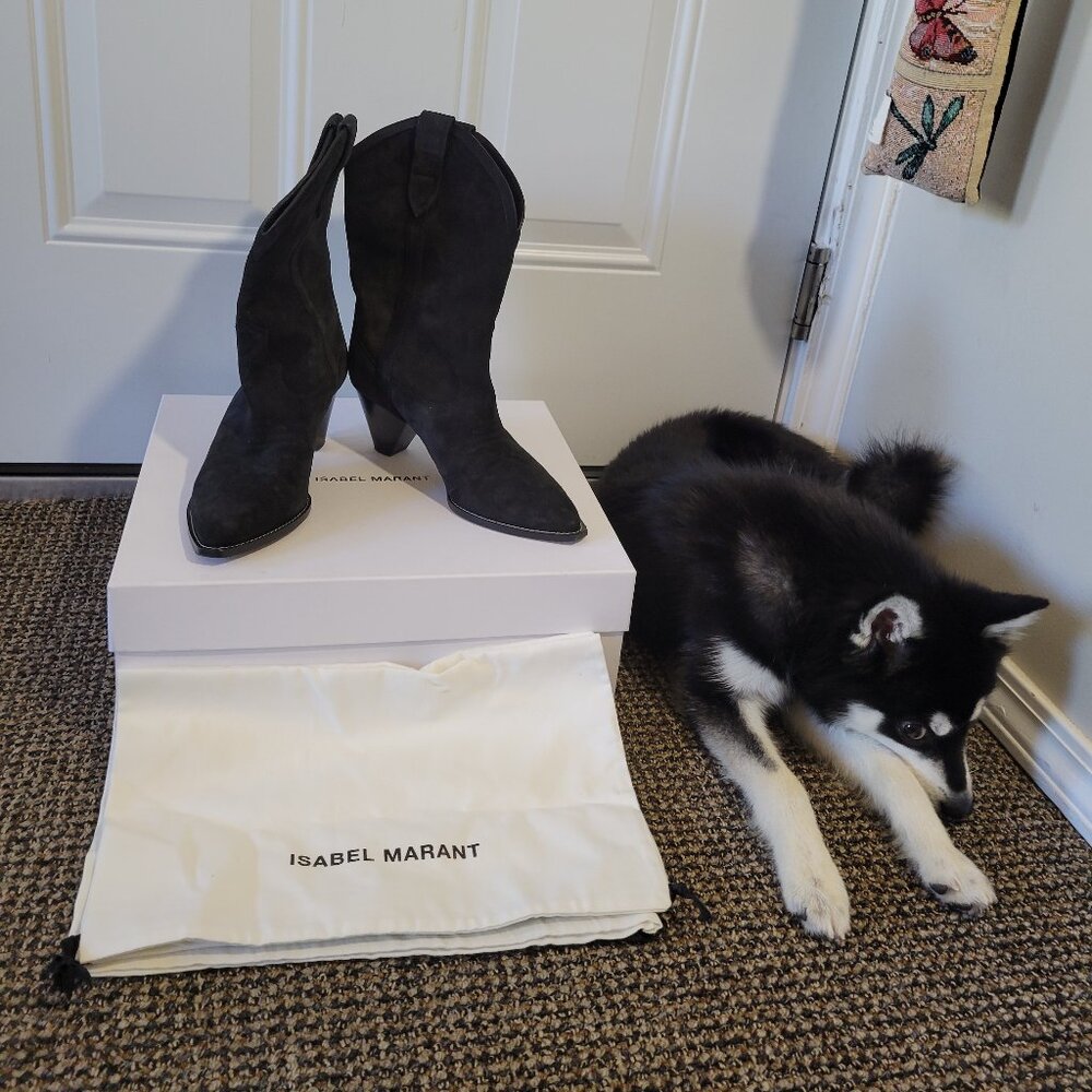 Isabel Marant Luliette Faded Black Suede Boots | Size 39